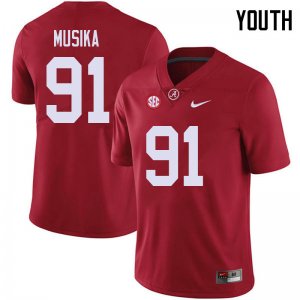 NCAA Youth Alabama Crimson Tide #91 Tevita Musika Stitched College 2018 Nike Authentic Red Football Jersey EA17P50WI